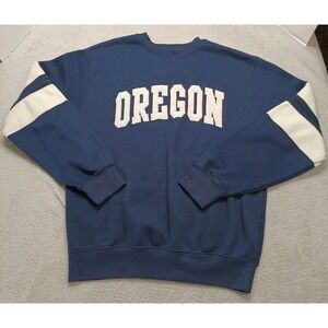 Vintage Oregon Sweatshirt Men's Sz L Navy Blue Embroidered New York Popular Tag